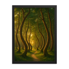 Crooked Forest Poland framed print on a plain backdrop in size 18"x24".