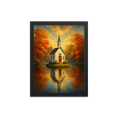 Cross Island Chapel New York USA framed print on a plain backdrop in size 12"x16".