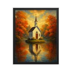 Cross Island Chapel New York USA framed print on a plain backdrop in size 16"x20".
