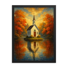 Cross Island Chapel New York USA framed print on a plain backdrop in size 18"x24".