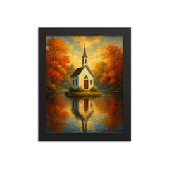 Cross Island Chapel New York USA framed print on a plain backdrop in size 8"x10".