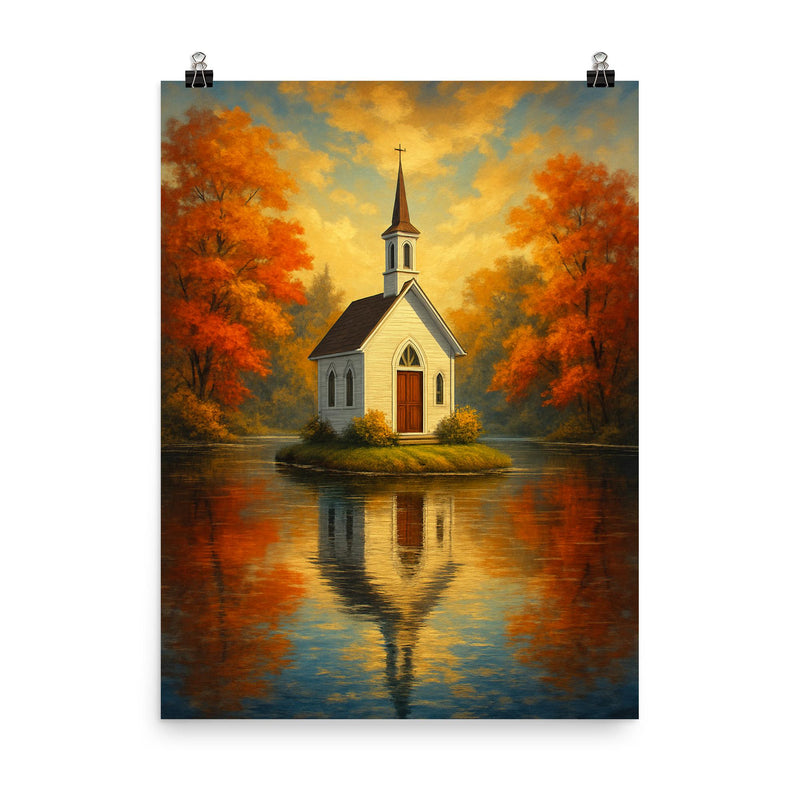 Cross Island Chapel New York USA poster on a plain backdrop in size 8
