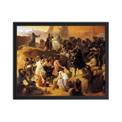 Crusaders Thirsting near Jerusalem by Francesco Hayez, 1836-1850 framed print on a plain backdrop in size 16"x20".