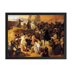 Crusaders Thirsting near Jerusalem by Francesco Hayez, 1836-1850 framed print on a plain backdrop in size 18"x24".
