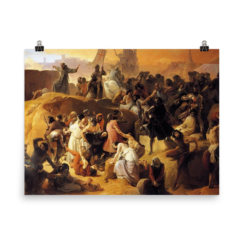 Crusaders Thirsting near Jerusalem by Francesco Hayez, 1836-1850 poster on a plain backdrop in size 8