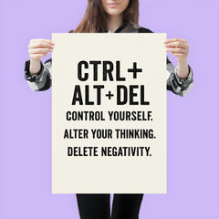 CTRL + ALT + DEL Control yourself Alter your thinking Delete negativity poster 3