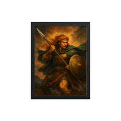 Cu Chulainn framed print on a plain backdrop in size 12"x16".