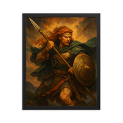 Cu Chulainn framed print on a plain backdrop in size 16"x20".