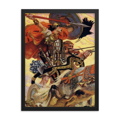 Cu Chulainn framed print on a plain backdrop in size 18"x24".