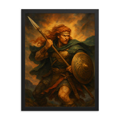 Cu Chulainn framed print on a plain backdrop in size 18"x24".