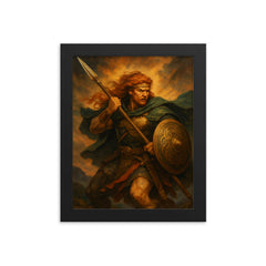 Cu Chulainn framed print on a plain backdrop in size 8"x10".