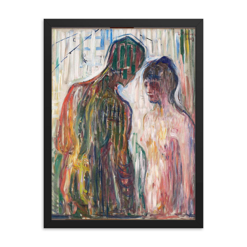Cupid and Psyche by Edvard Munch, 1907 framed print on a plain backdrop in size 18