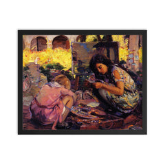 Curiosity by Joseph Kleitsch framed print on a plain backdrop in size 16"x20".