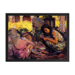 Curiosity by Joseph Kleitsch framed print on a plain backdrop in size 18"x24".