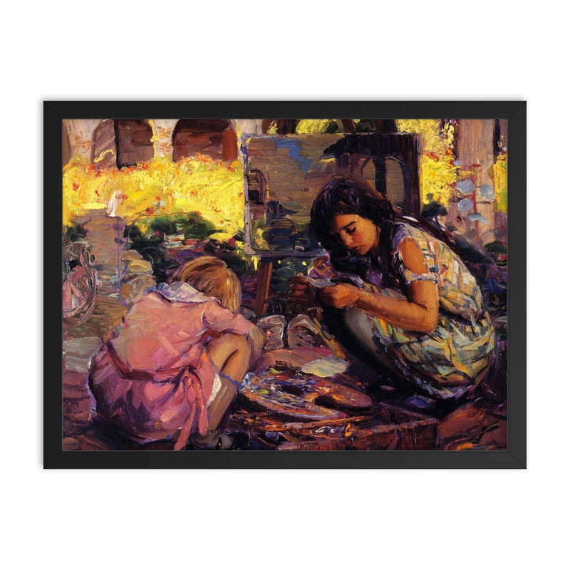 Curiosity by Joseph Kleitsch framed print on a plain backdrop in size 18
