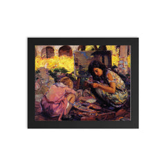 Curiosity by Joseph Kleitsch framed print on a plain backdrop in size 8"x10".