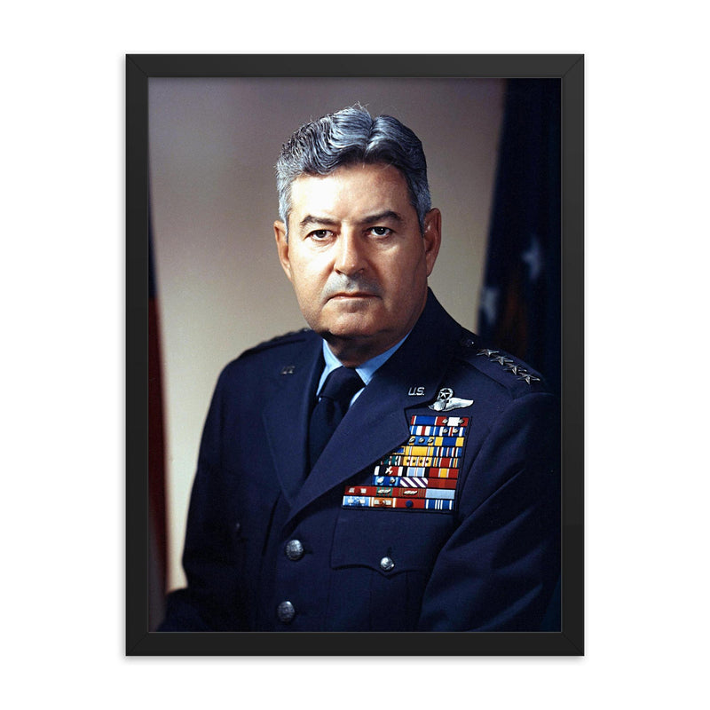 Curtis LeMay framed print on a plain backdrop in size 18