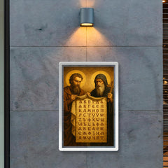 Cyril and Methodius unveiling Glagolitic script poster 2