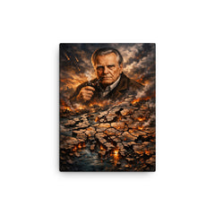 Czeslaw Milosz over shattered Europe map canvas print on a plain backdrop in size 12"x16".