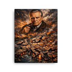 Czeslaw Milosz over shattered Europe map canvas print on a plain backdrop in size 16"x20".
