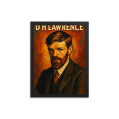 D H Lawrence framed print on a plain backdrop in size 12"x16".