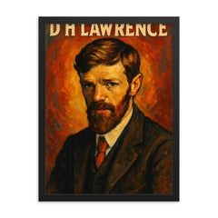D H Lawrence framed print on a plain backdrop in size 18"x24".