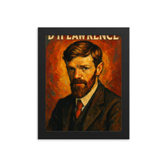D H Lawrence framed print on a plain backdrop in size 8"x10".