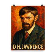 D H Lawrence poster on a plain backdrop in size 8"x10".