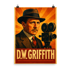 D W Griffith poster on a plain backdrop in size 8"x10".