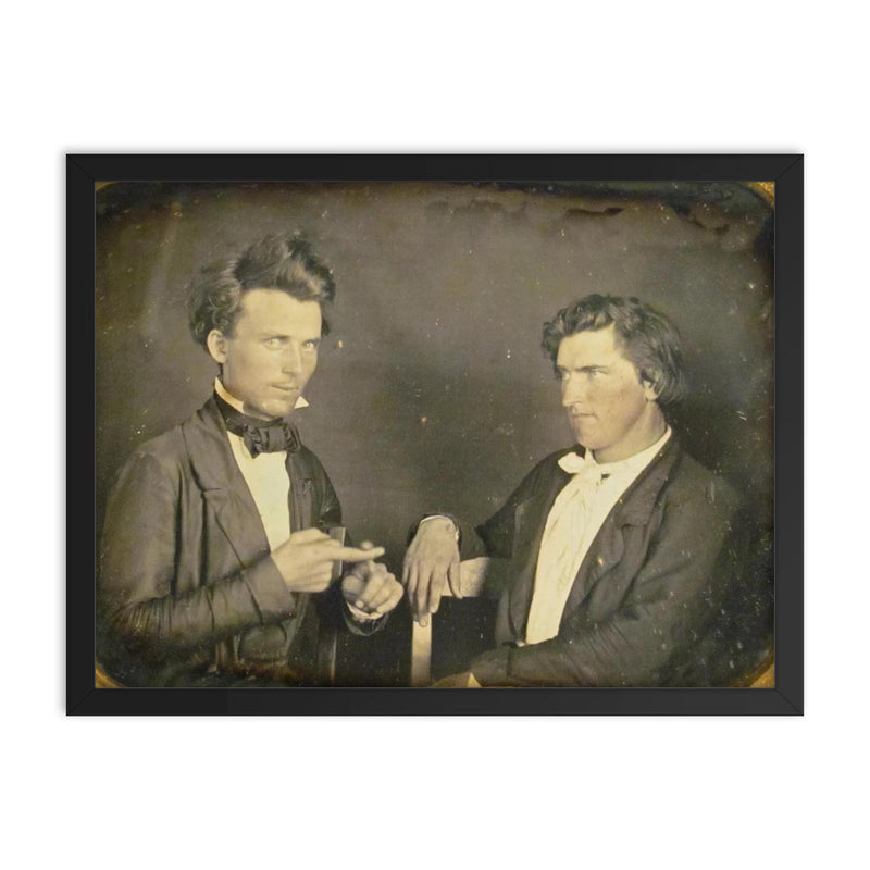 Daguerreotype of American Sign Language Sign for Friendship framed print on a plain backdrop in size 18