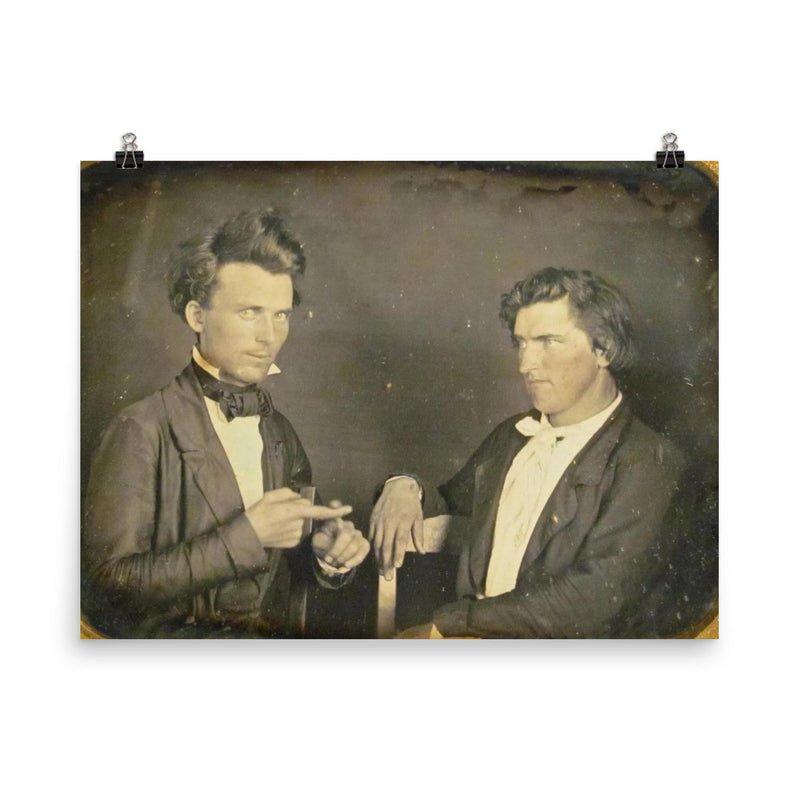 Daguerreotype of American Sign Language Sign for Friendship poster on a plain backdrop in size 8