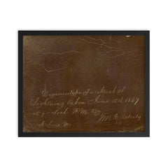 Daguerreotype of Lightning by Thomas Easterly, St. Louis, Missouri, June 18, 1847 framed print on a plain backdrop in size 16"x20".