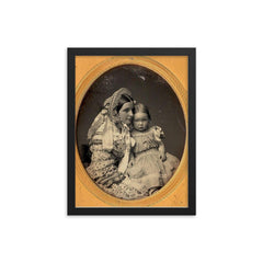 Daguerreotype of Mother and Daughter, c. 1855-1860 framed print on a plain backdrop in size 12"x16".