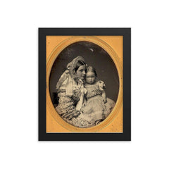 Daguerreotype of Mother and Daughter, c. 1855-1860 framed print on a plain backdrop in size 8"x10".