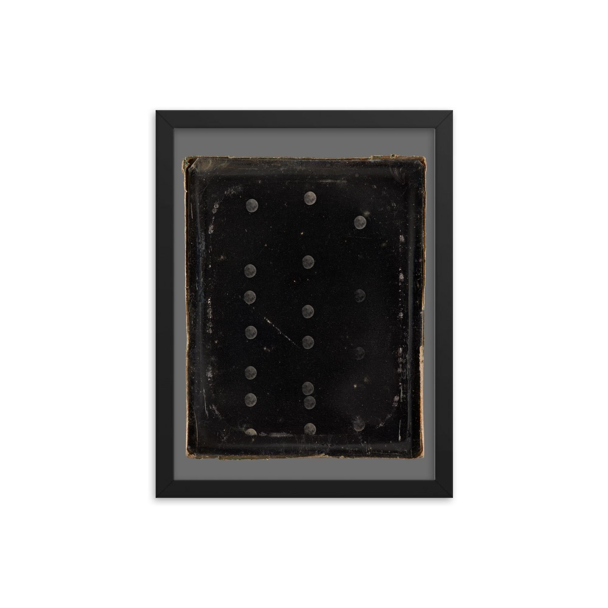 Daguerreotype of the Moon by Antoine-François-Jean Claudet, c. 1846-1852 framed print on a plain backdrop in size 12"x16".