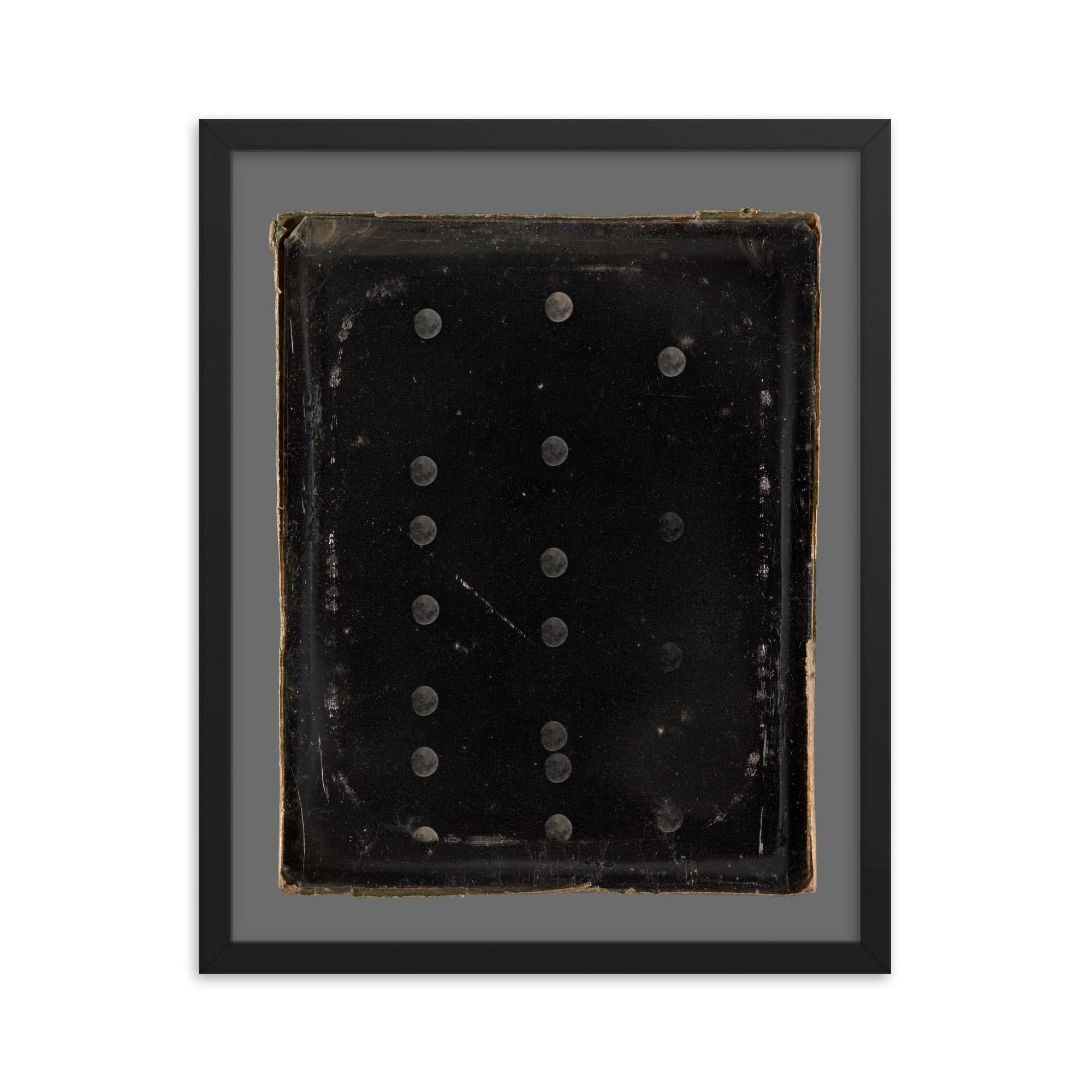 Daguerreotype of the Moon by Antoine-François-Jean Claudet, c. 1846-1852 framed print on a plain backdrop in size 16"x20".
