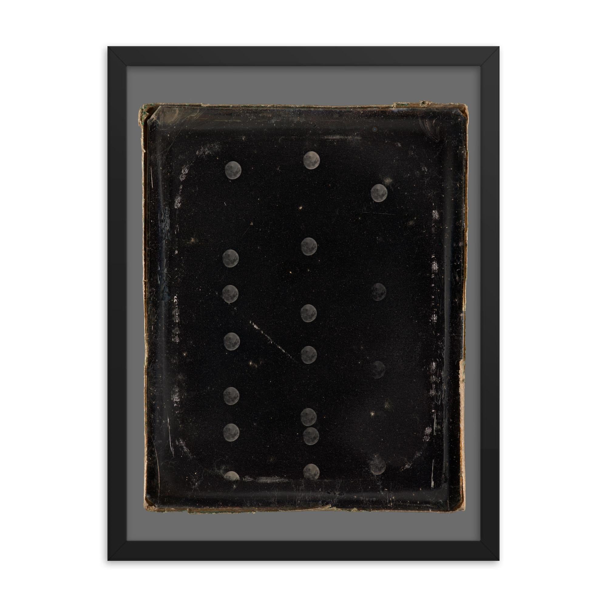 Daguerreotype of the Moon by Antoine-François-Jean Claudet, c. 1846-1852 framed print on a plain backdrop in size 18"x24".