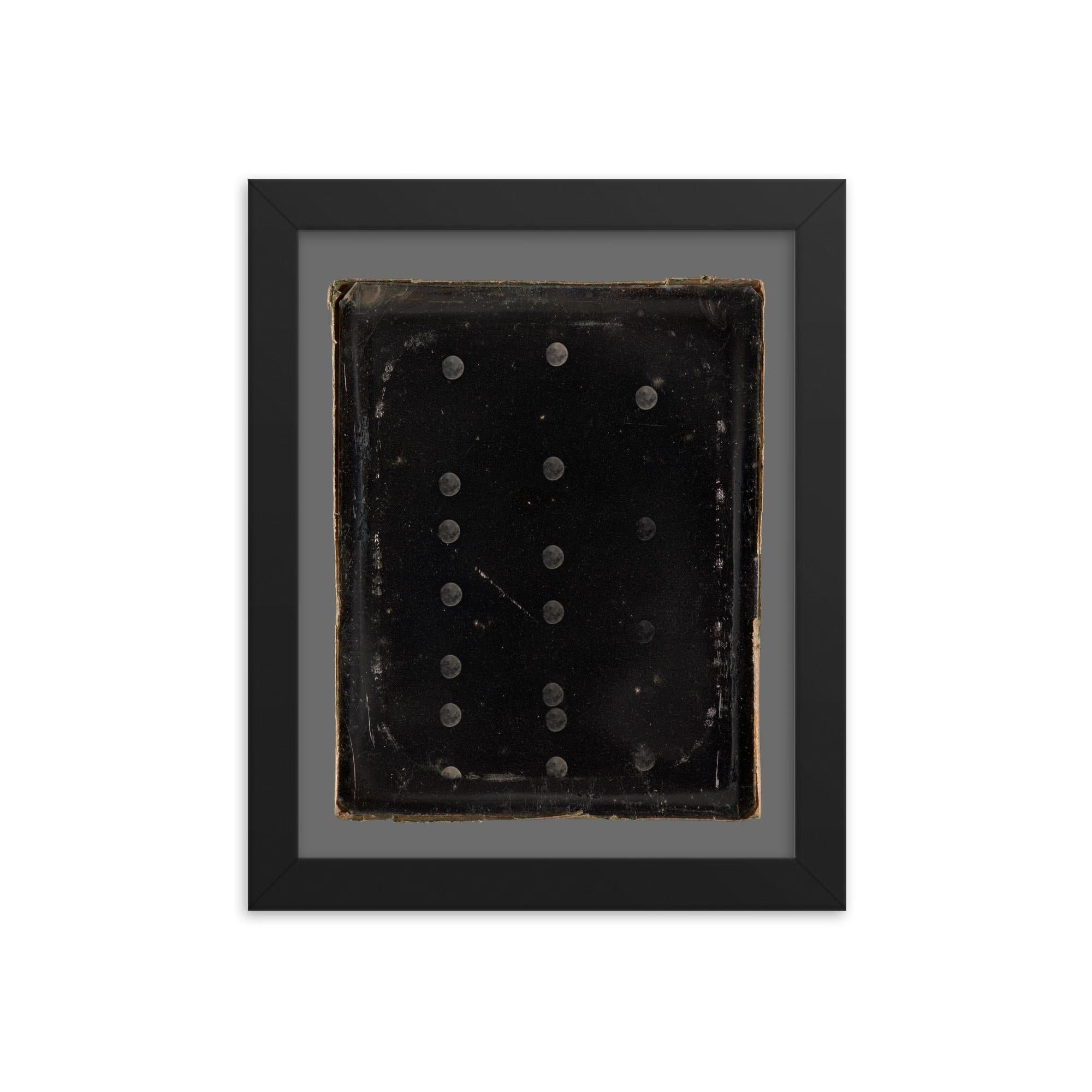 Daguerreotype of the Moon by Antoine-François-Jean Claudet, c. 1846-1852 framed print on a plain backdrop in size 8"x10".
