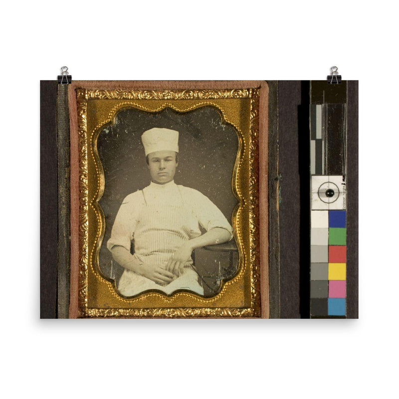 Daguerreotype Portrait of a Baker, c. 1855 poster on a plain backdrop in size 8
