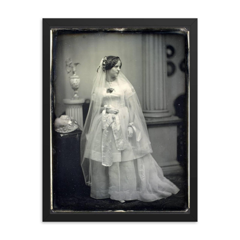 Daguerreotype Portrait of a Bride by Southworth and Hawes, c. 1850 framed print on a plain backdrop in size 18