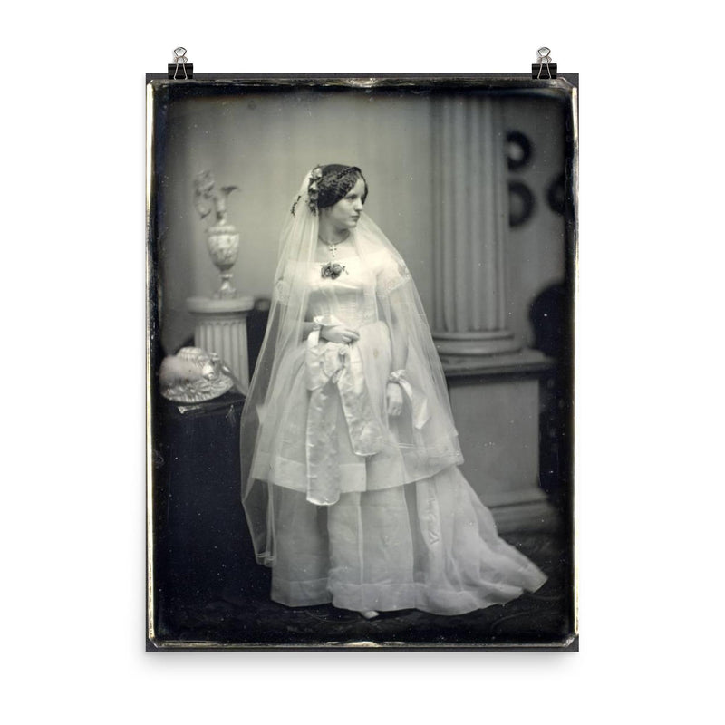 Daguerreotype Portrait of a Bride by Southworth and Hawes, c. 1850 poster on a plain backdrop in size 8