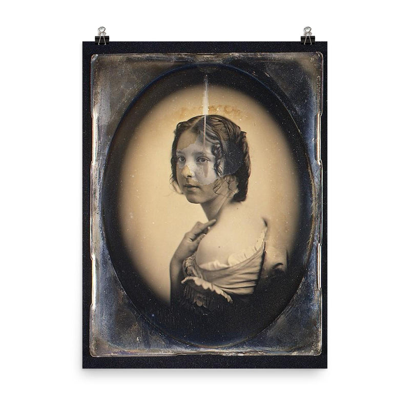 Daguerreotype Portrait of a Girl by Southworth and Hawes, c. 1850 poster on a plain backdrop in size 8