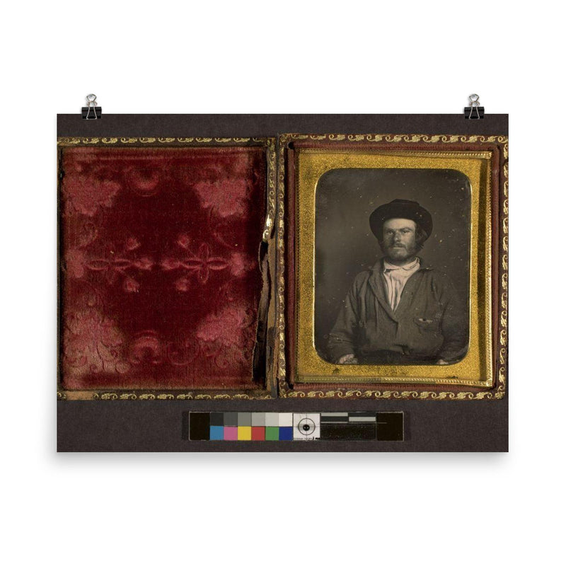 Daguerreotype Portrait of a Possible California Miner, c. 1850s poster on a plain backdrop in size 8