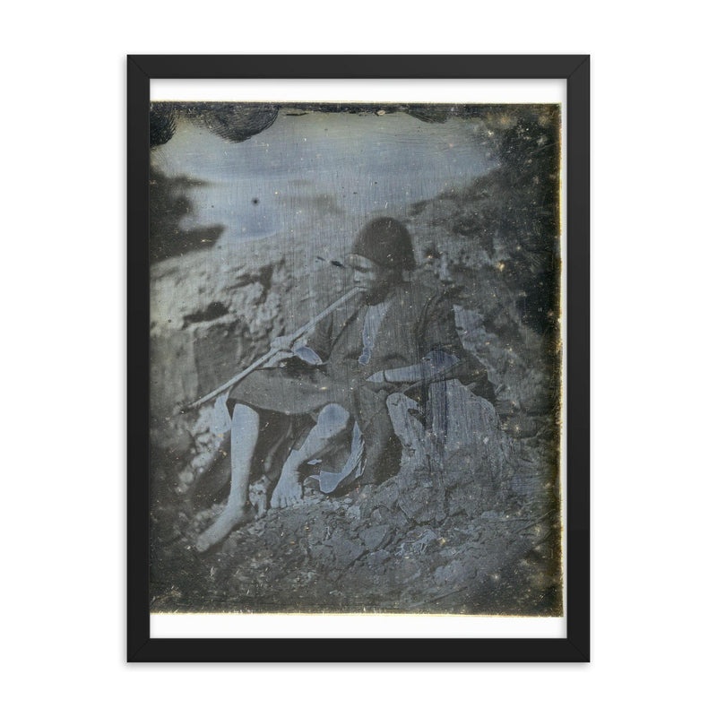 Daguerreotype Portrait of a Sailor Smoking a Pipe by Joseph-Philibert Girault de Prangey, c. 1843-1844 framed print on a plain backdrop in size 18