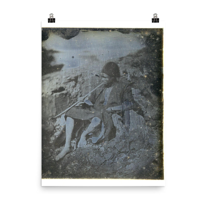 Daguerreotype Portrait of a Sailor Smoking a Pipe by Joseph-Philibert Girault de Prangey, c. 1843-1844 poster on a plain backdrop in size 8