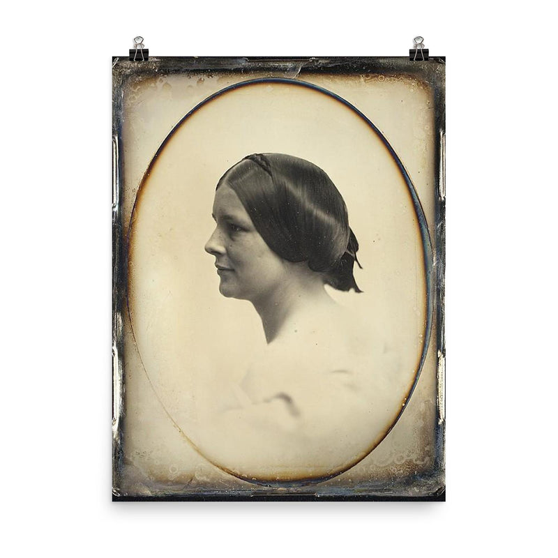 Daguerreotype Portrait of a Woman by Southworth and Hawes, c. 1850 poster on a plain backdrop in size 8