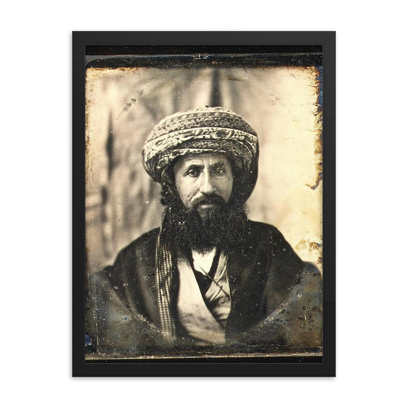 Daguerreotype Portrait of an Unidentified Man Wearing a Turban, c. 1851-1852 by Southworth and Hawes framed print on a plain backdrop in size 18