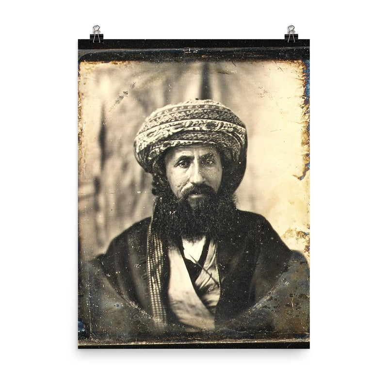 Daguerreotype Portrait of an Unidentified Man Wearing a Turban, c. 1851-1852 by Southworth and Hawes poster on a plain backdrop in size 8