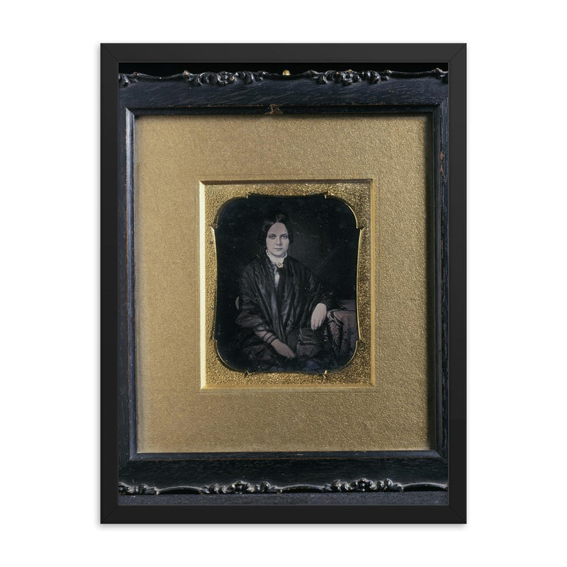 Daguerreotype Portrait of an Unidentified Woman, c. 1850 framed print on a plain backdrop in size 18