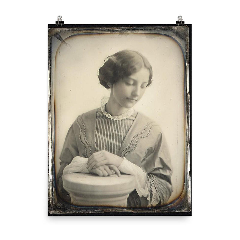 Daguerreotype Portrait of Miss Hodges by Southworth and Hawes, c. 1850 poster on a plain backdrop in size 8